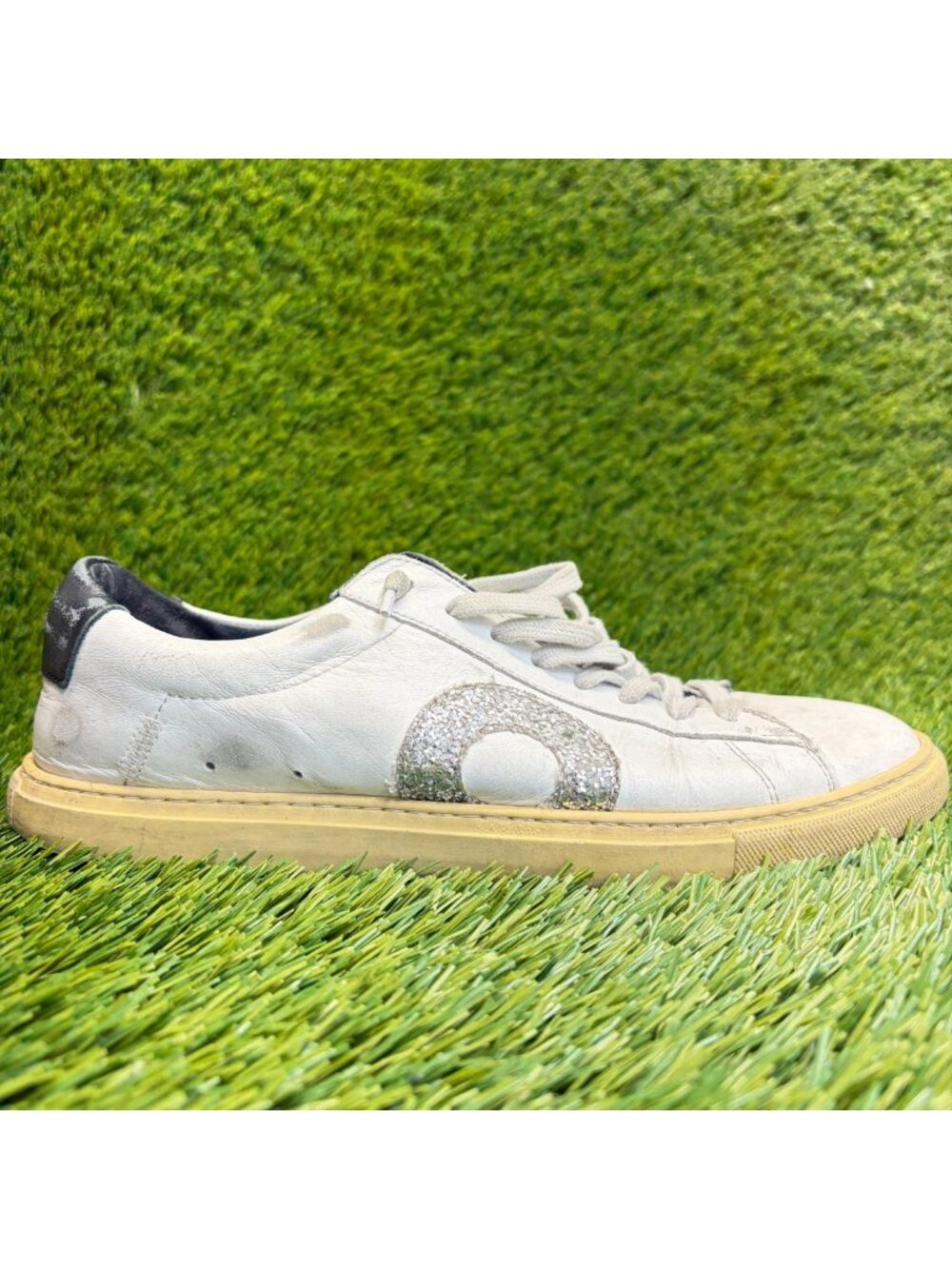 Oliver Cabell Low 1 Womens Size 9 Gray Beige Athletic Leather Shoes Sneakers